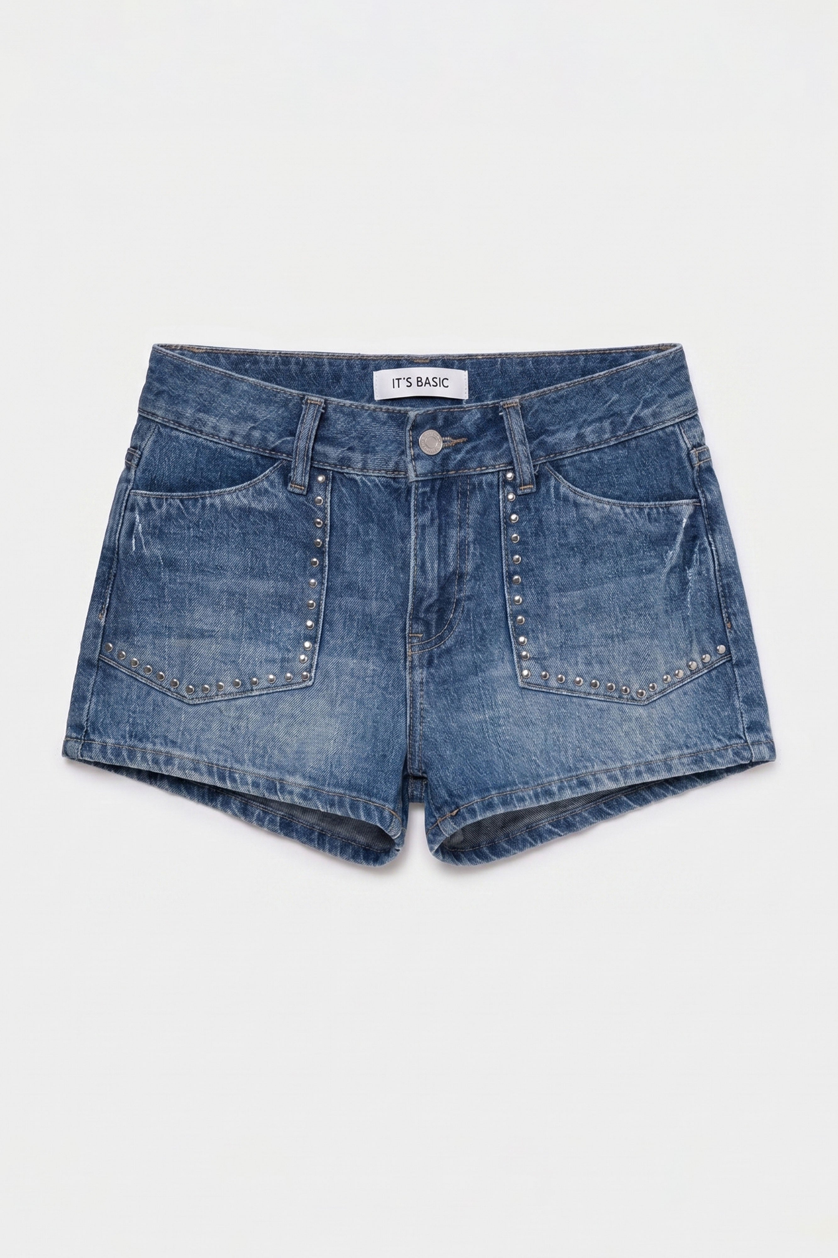 Kadın Mavi T-2s6-4 Drop Detaylı Mini Özel Tasarım Denim Şort