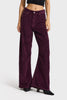 Kadın Mor Renk 26w5-111 Straight Fit Yüksek Bel Kalın Fitilli Velvet Kadife Kumaş Pantolon