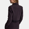 Women's Plum Striped w6-52 Crop Crossover Design Jacket with Lace and Accessory Details