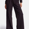 Women's Plum Striped w6-52 Pleated Palazzo Pants