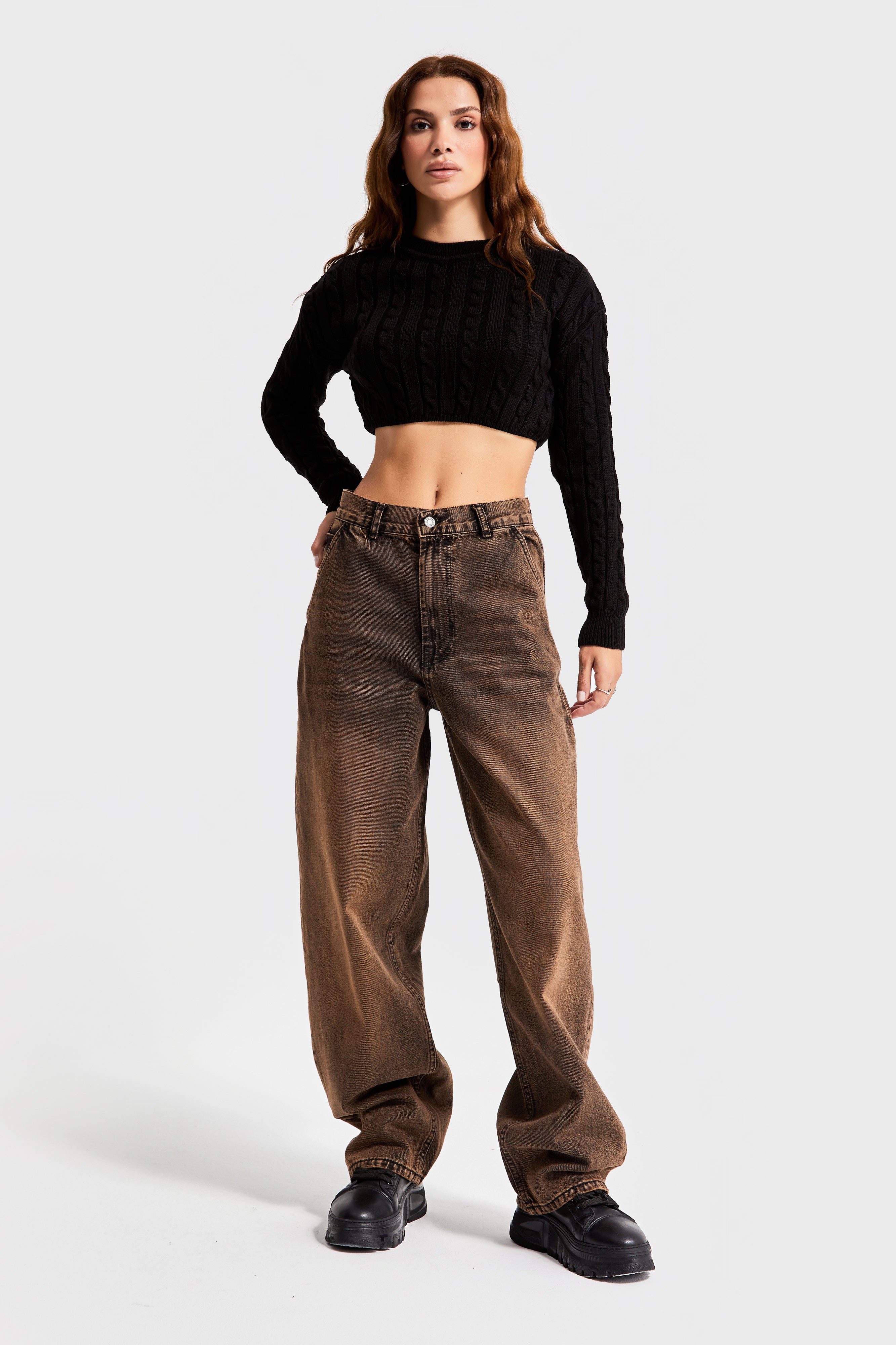 Women's Special Brown Color 4w488 Skater Fit 100% Cotton Denim