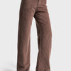 Kadın Pastel Kahve Doris 29w5-140 Straight Fit Yüksek Bel Kalın Fitilli Velvet Kadife Kumaş Pantolon