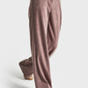 Women's Pastel Coffee Ribbed Knit Flexible Velvet Fabric Pants w5-82