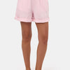 Kadın Pembe 6s6-98 Mom Relax Fit Organik Keten Kumaş Şort