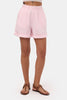 Kadın Pembe 6s6-98 Mom Relax Fit Organik Keten Kumaş Şort