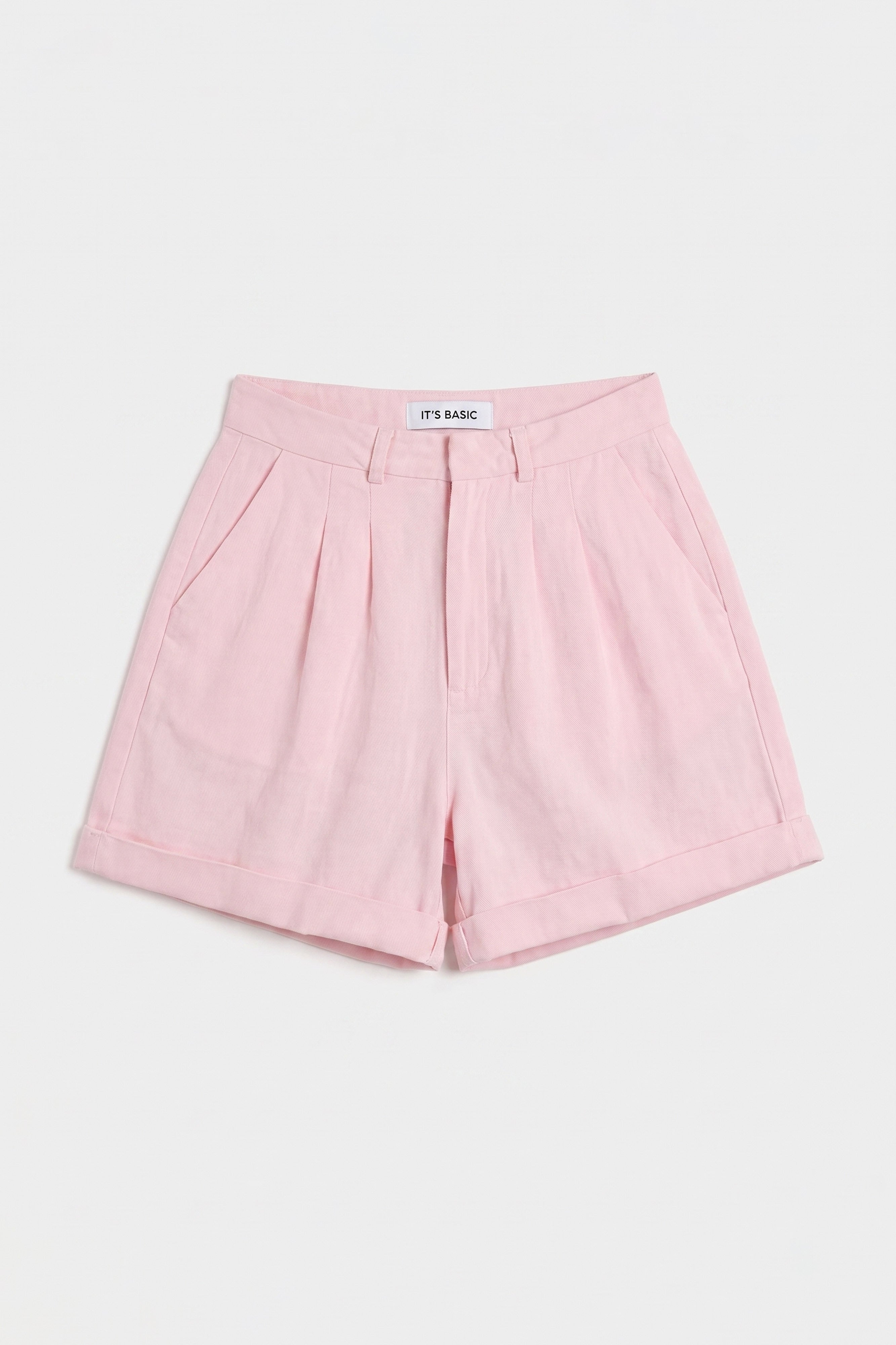 Kadın Pembe 6s6-98 Mom Relax Fit Organik Keten Kumaş Şort