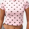 Women's Pink Polka Dot s6-98 Crop Fit T-Shirt