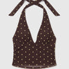Women's Polka Dot Coffee s6-81 Halter Bralette
