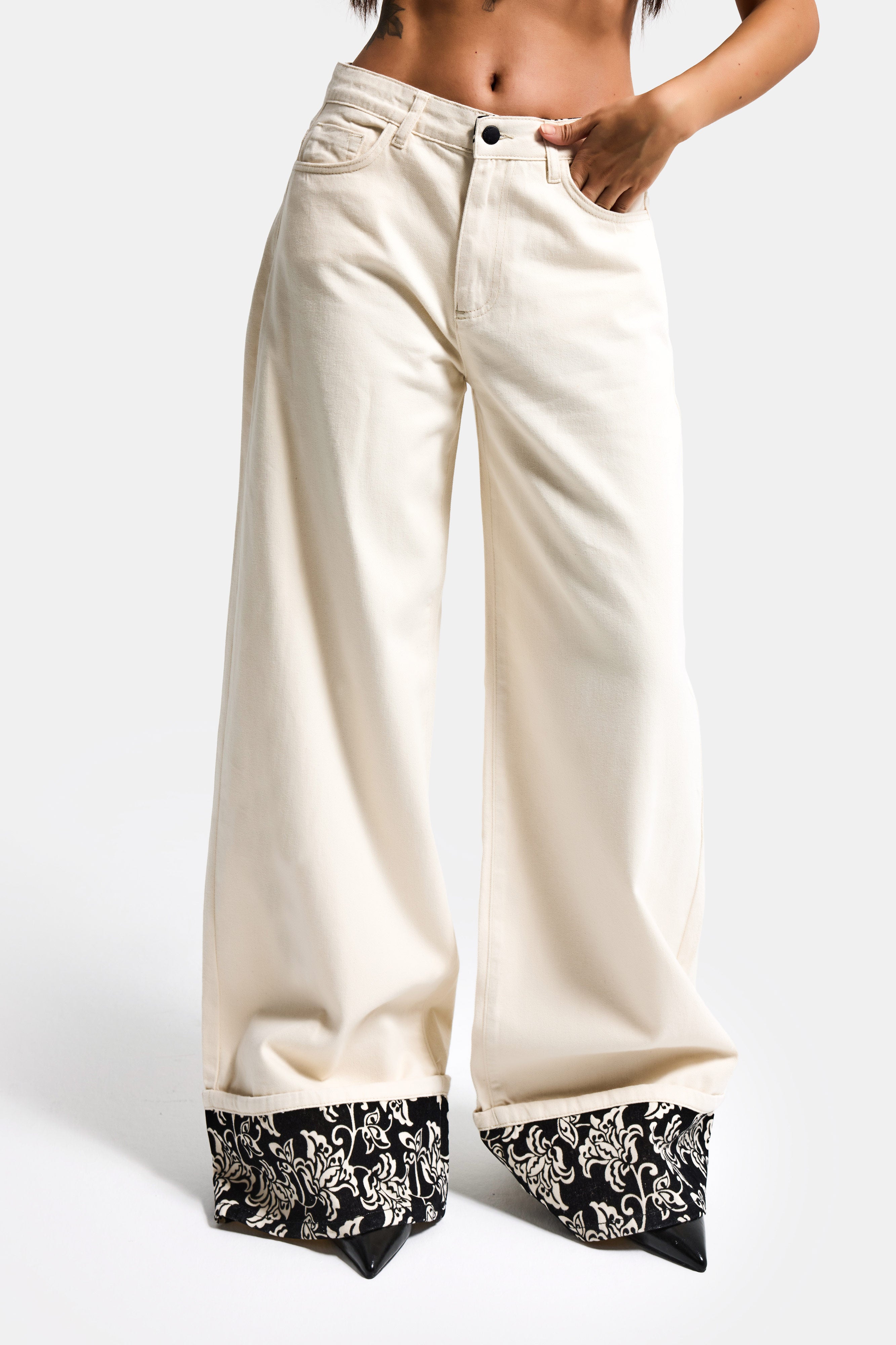 Kadın Raw 7s6-69 Relaxed Baggy Fit Nakış Detaylı Özel Tasarım Denim Jean