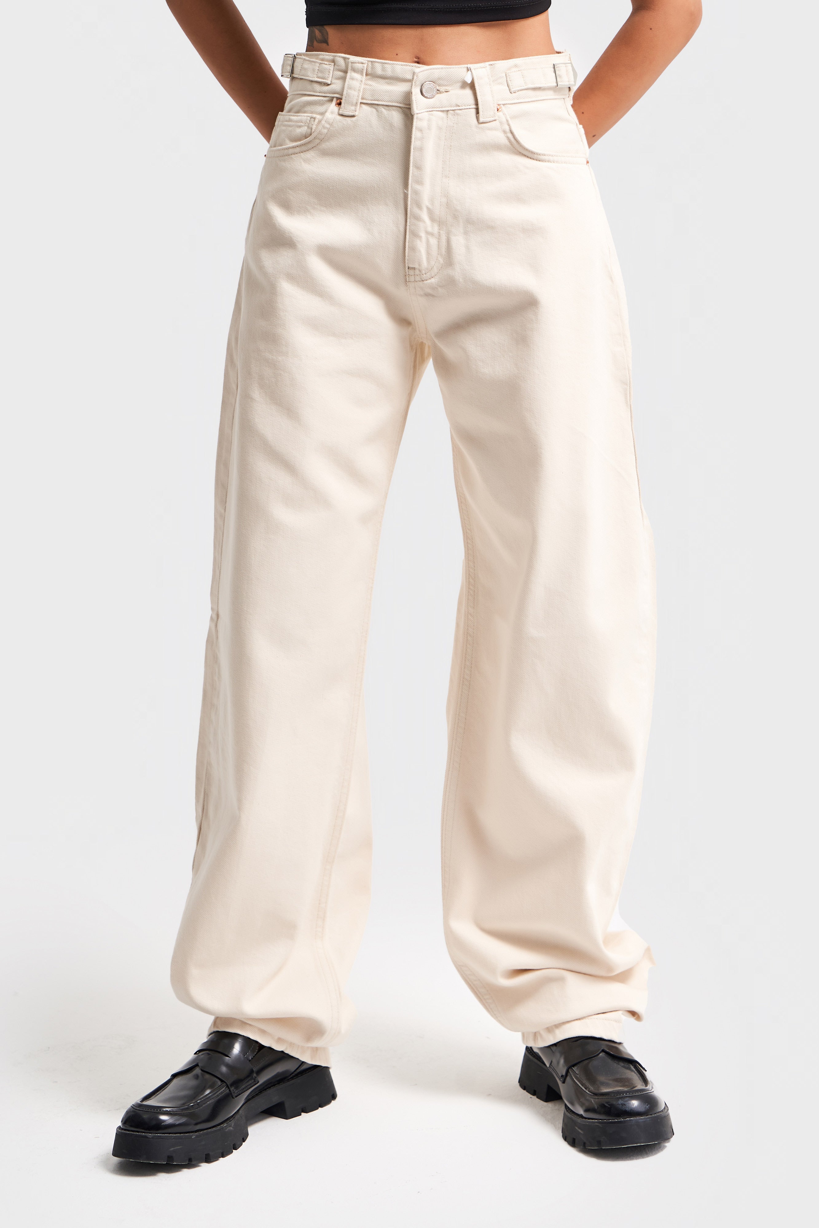 Kadın Raw Renk Baggy Fit Süper Uzun Denim Pantolon