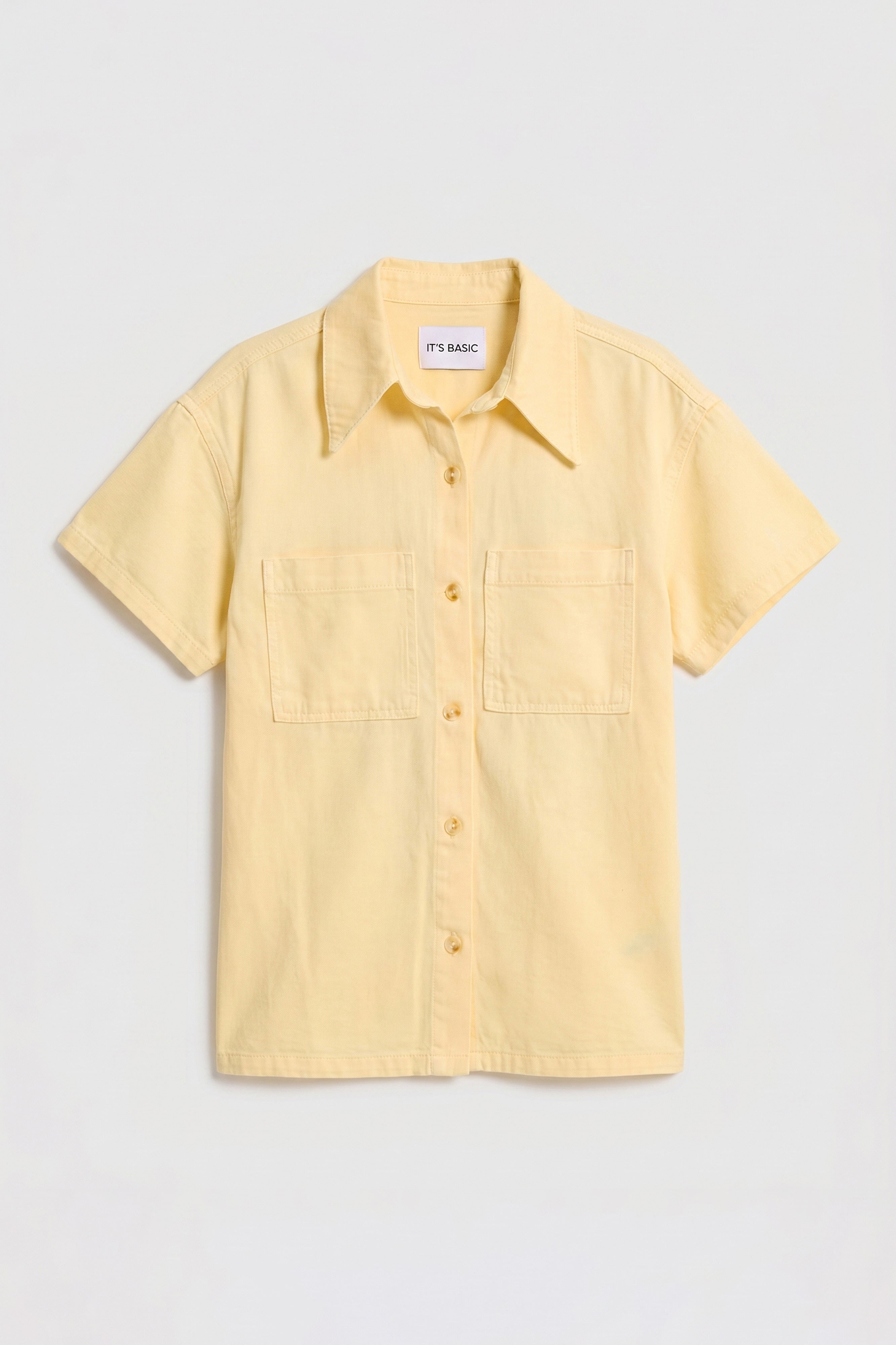 Kadın Sarı 6s6-108 Oversize %100 Koton Pamuk Denim Gömlek