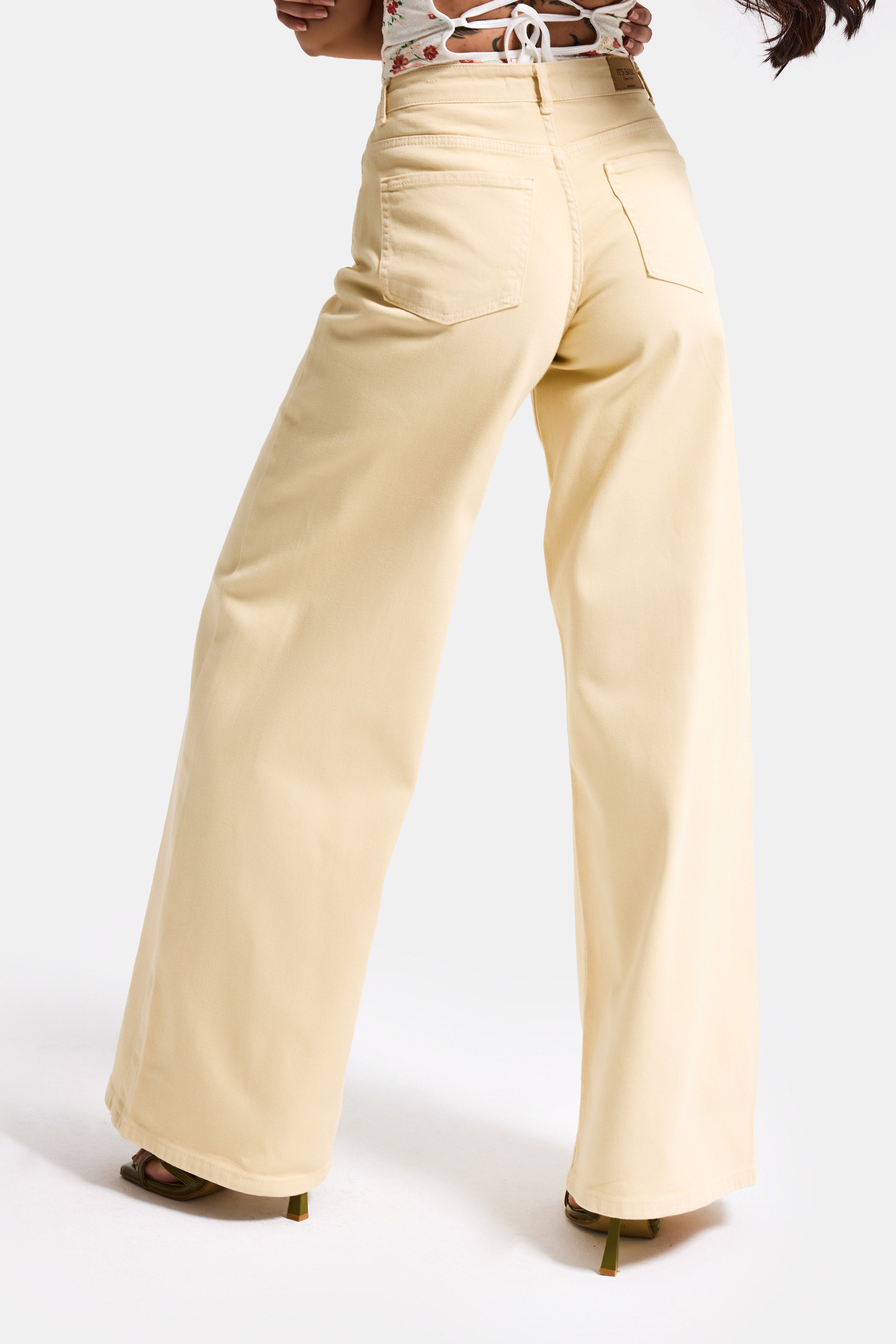 Kadın Sarı 6s6-109  Palazzo Fit Elastan Kumaş Denim Jean