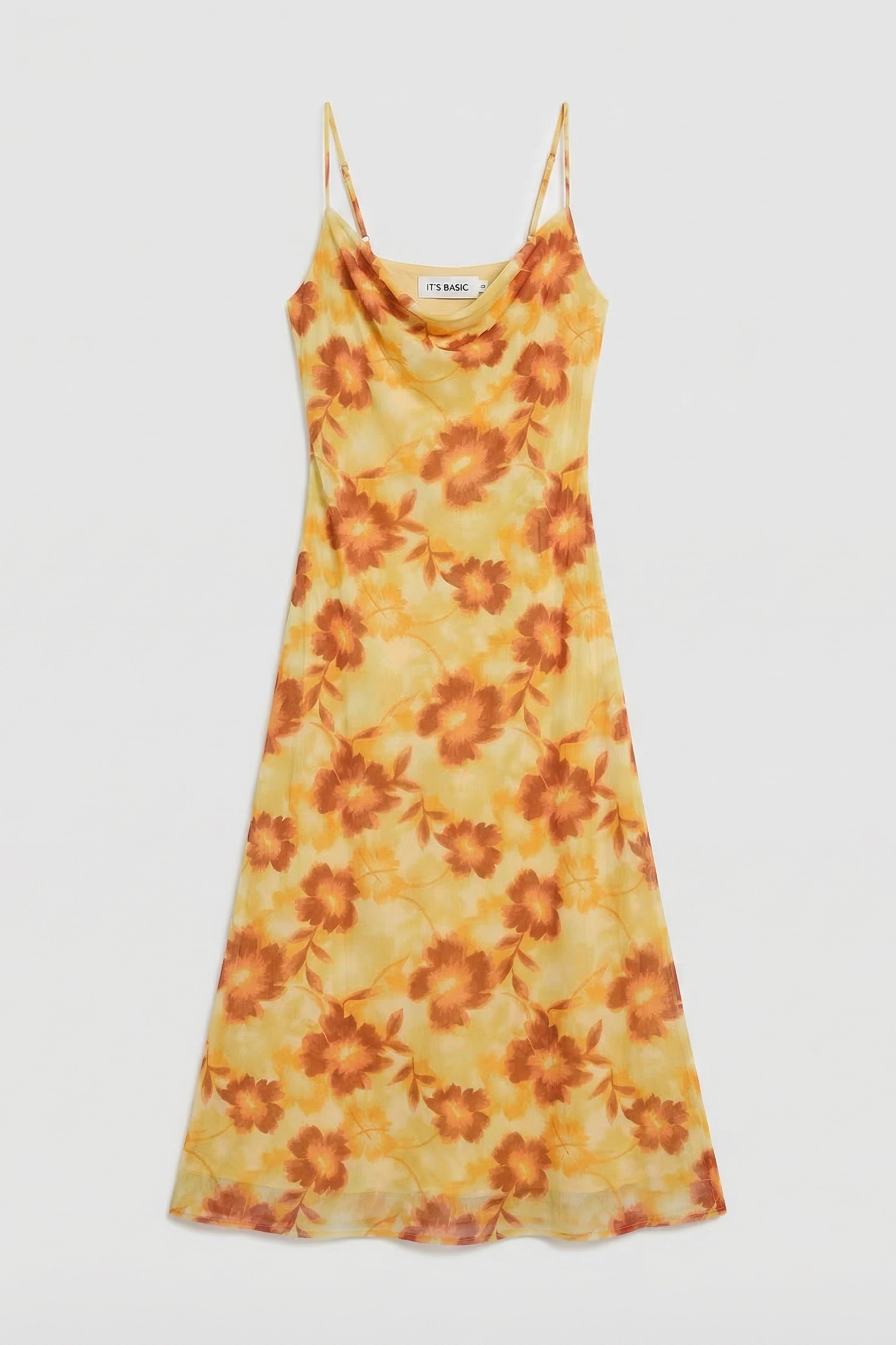 Women's Yellow Printed S6 Floral Pattern-4 Maxi Length Custom Design Elastane Dress