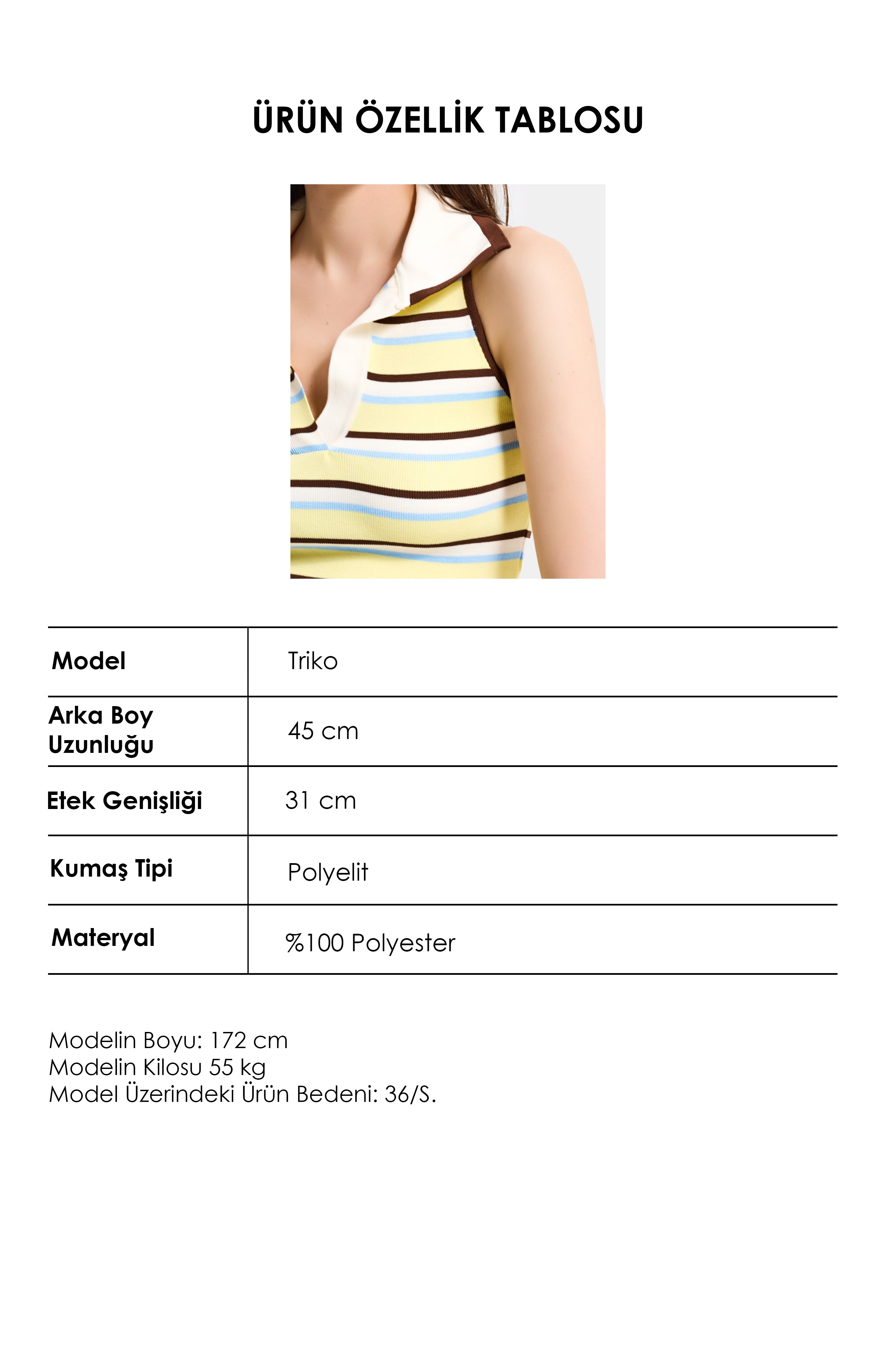 Kadın Sarı Çizgili s6-108 Crop Fit Polo Yaka İnce Yazlık Triko Body