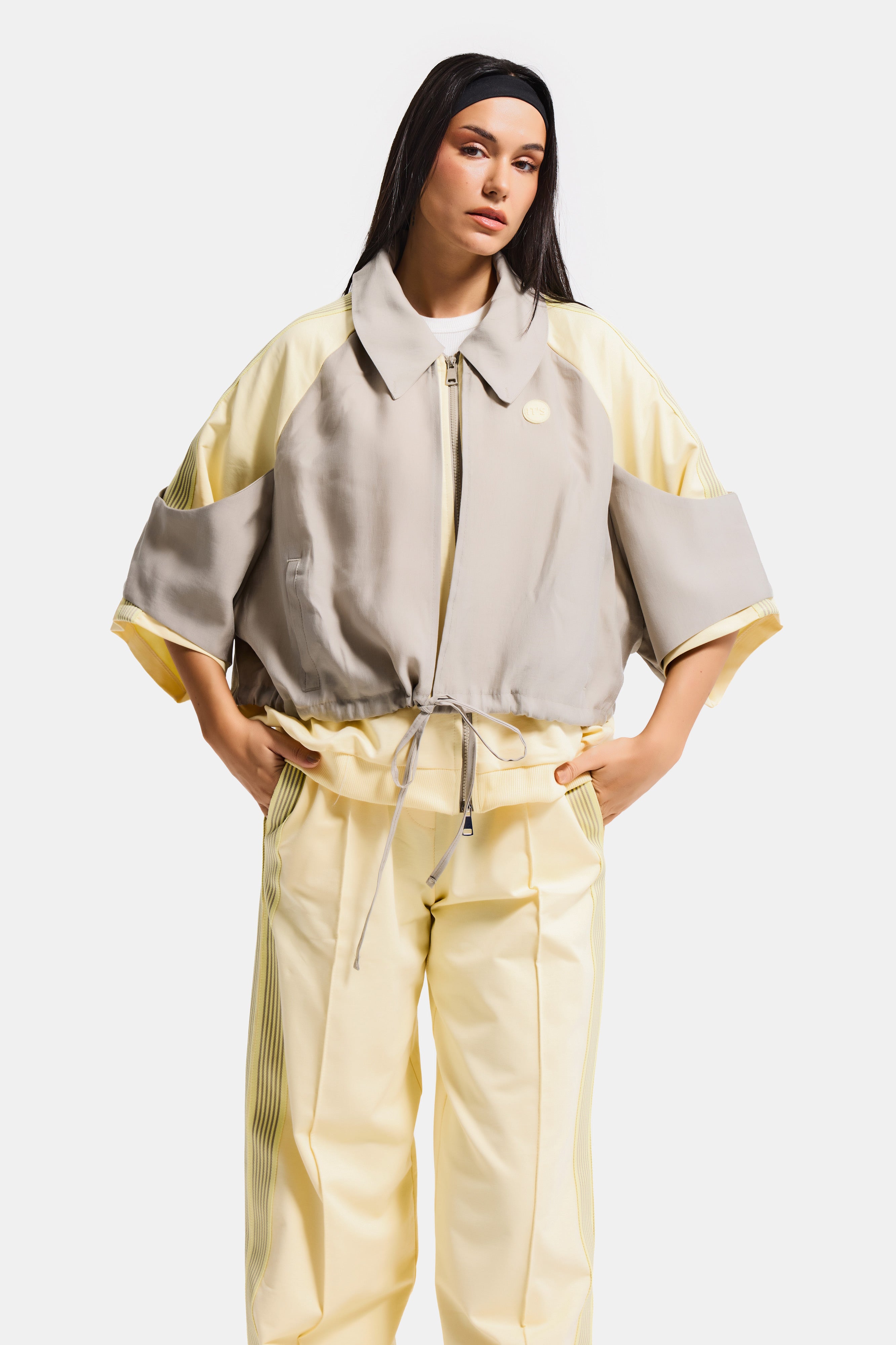 Kadın Sarı Gri Renk s6-108 Alt Üst 2'li Kombin Özel Tasarım Takım