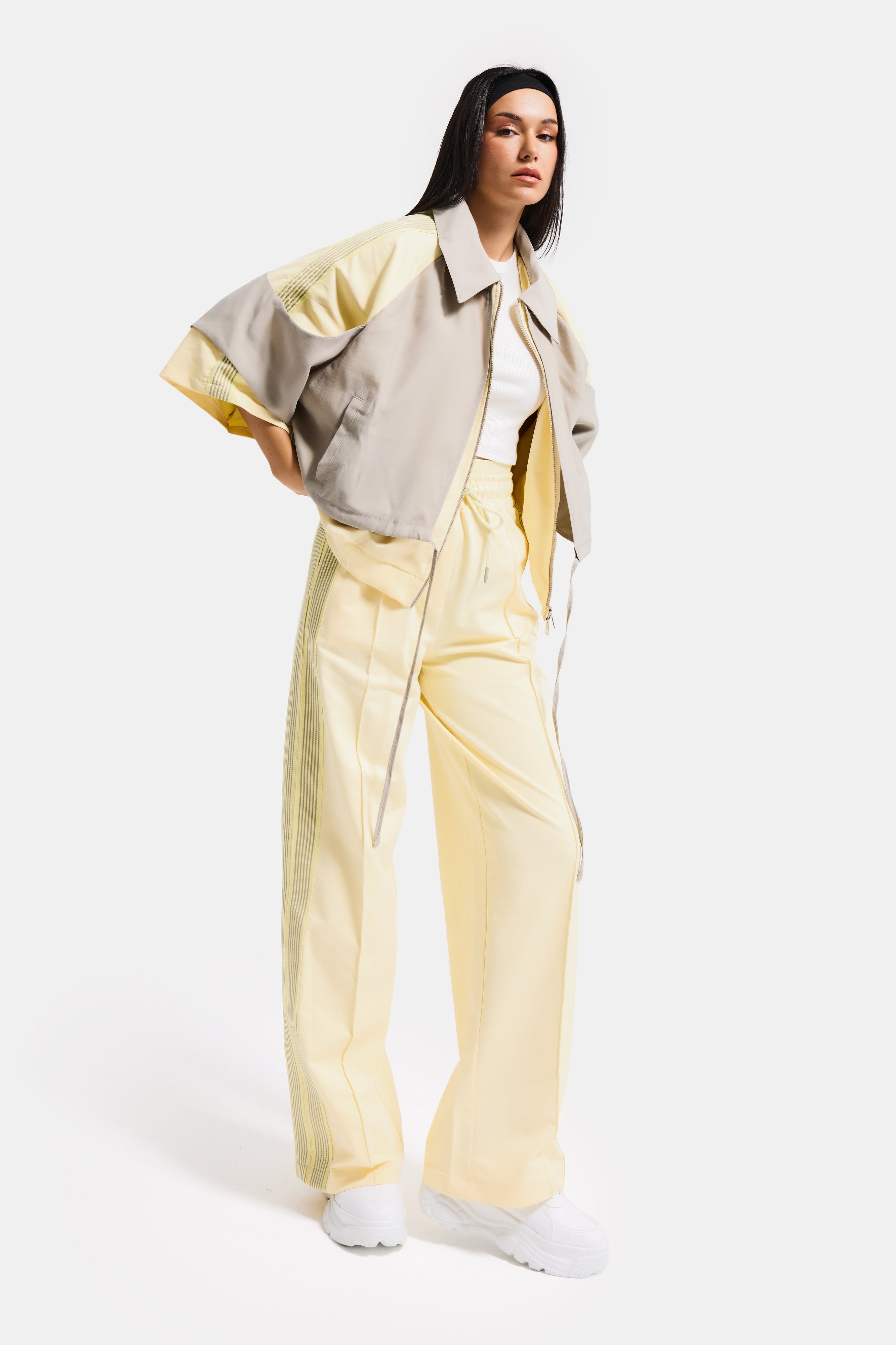 Kadın Sarı Gri Renk s6-108 Alt Üst 2'li Kombin Özel Tasarım Takım