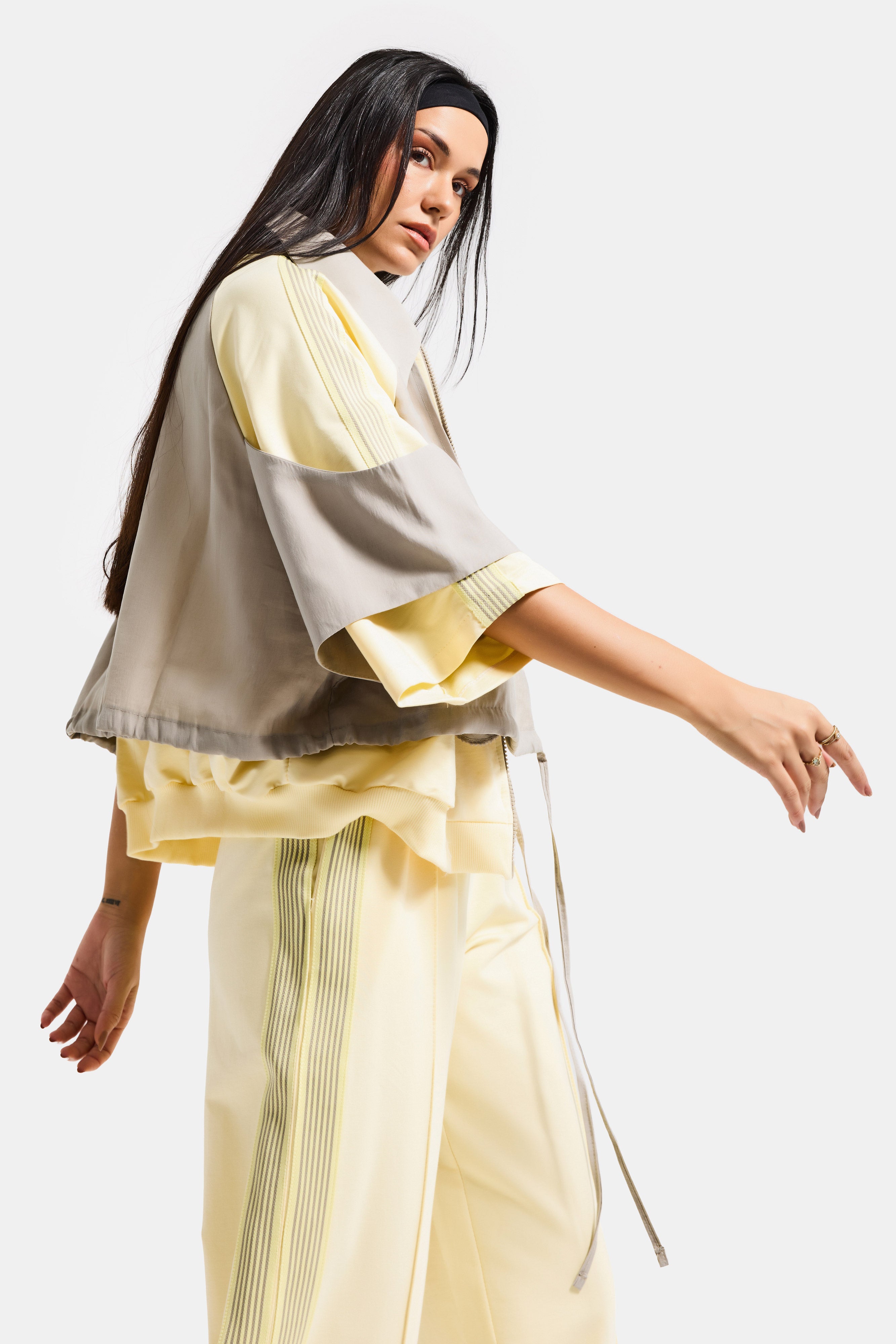 Kadın Sarı Gri Renk s6-108 Alt Üst 2'li Kombin Özel Tasarım Takım