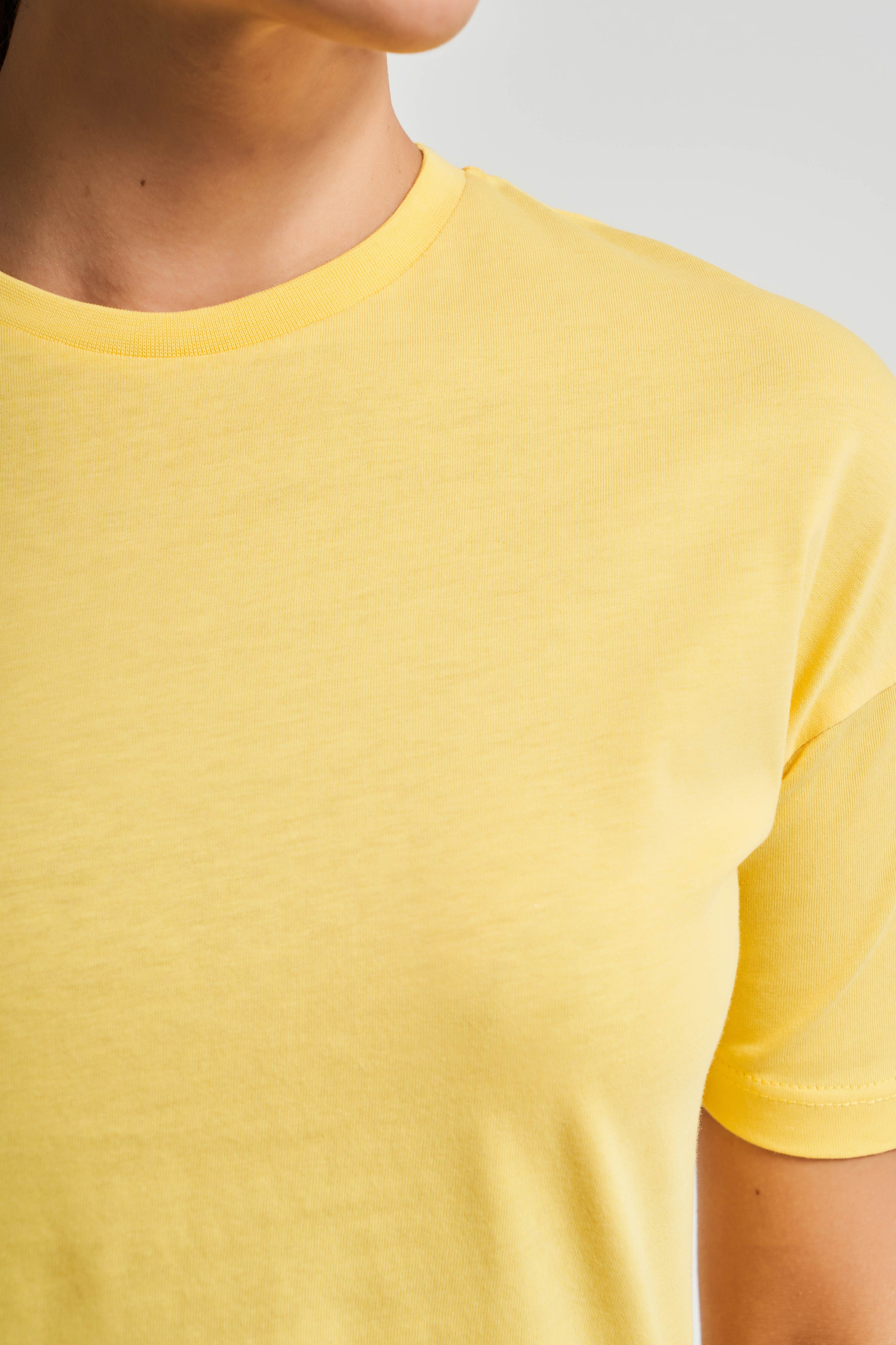 Kadın Sarı Renk S5-108 Bisiklet Yaka Basic T-Shirt