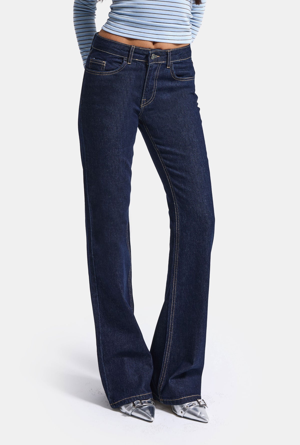 Kadın Selvedge 7w5-50 Mid Rise Flare Fit Denim Jean