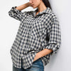 Women's Black and White s6 Plaid-27 Oversized Cotton Shirt