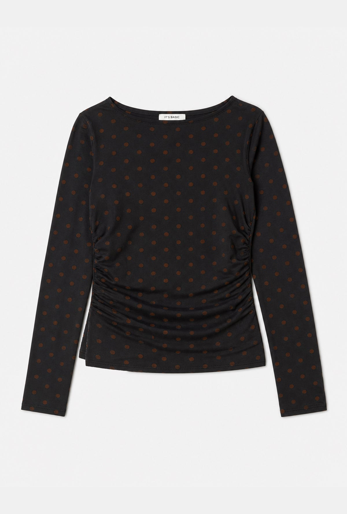 Kadın Siyah Puantiye w6-1 Shirred Blouse