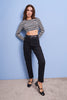 Kadın Siyah Renk %100 Koton Mom Fit Kemerli Denim Jean