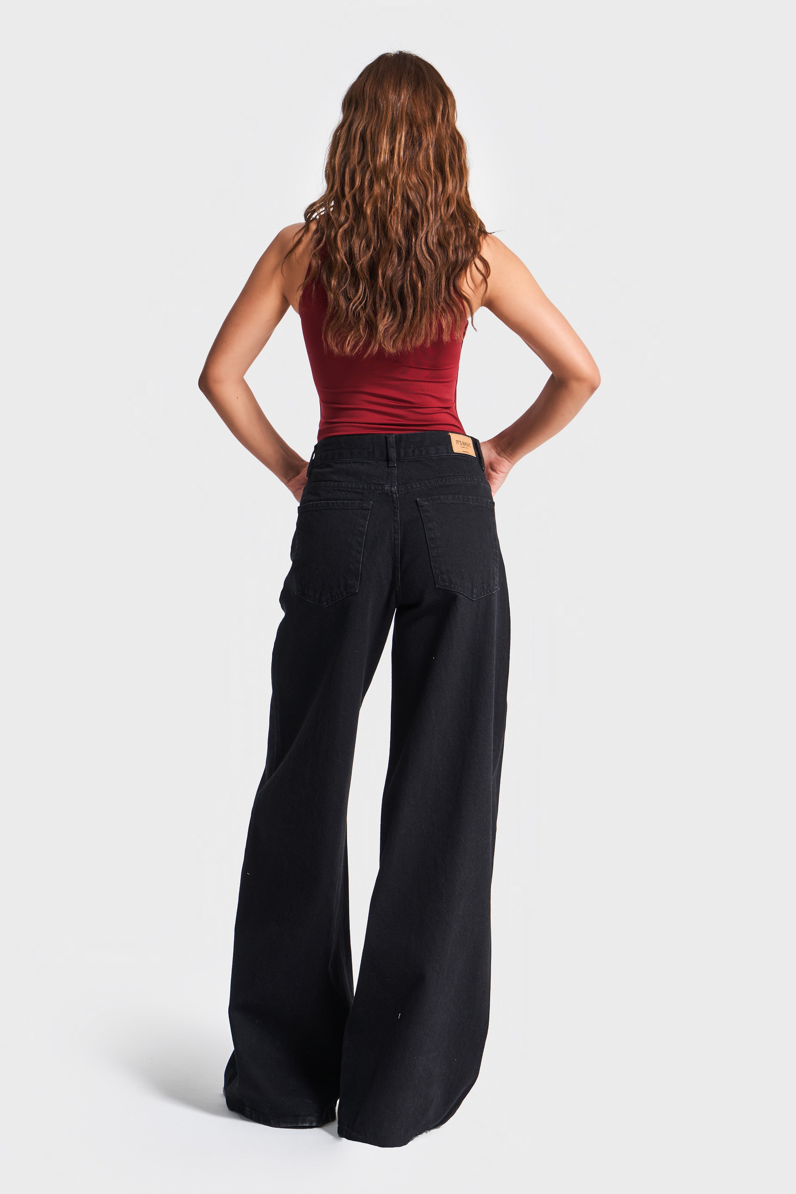 Women's Black Color 1w41 Palazzo Fit Loose Cut Denim