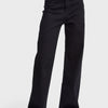 Kadın Siyah Renk 1w5-1 Esnek Likralı Kumaş Wide Leg Fit İç Boy 80cm Denim Jean