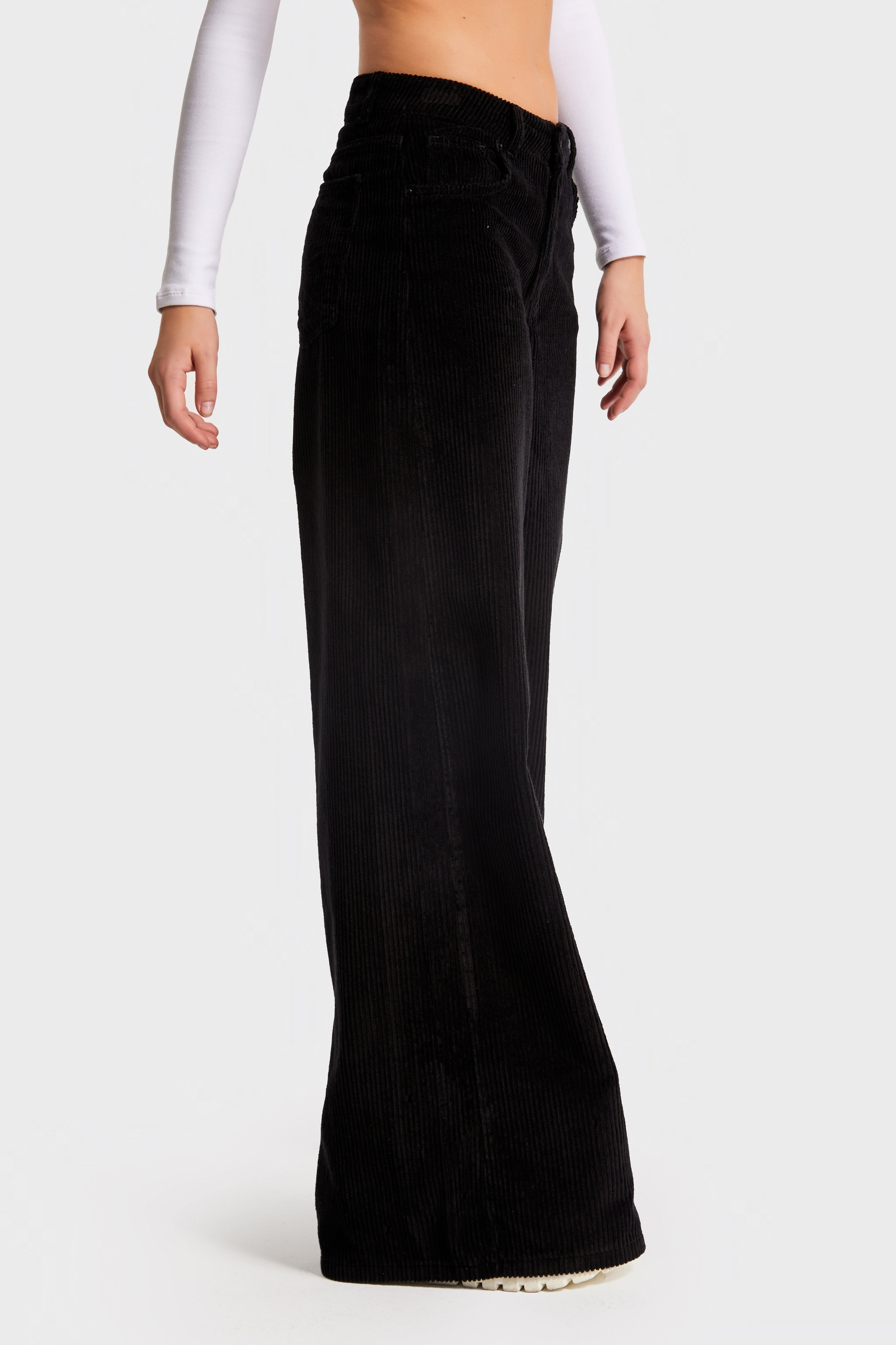 Женские черные вельветовые брюки Palazzo Fit 26w41