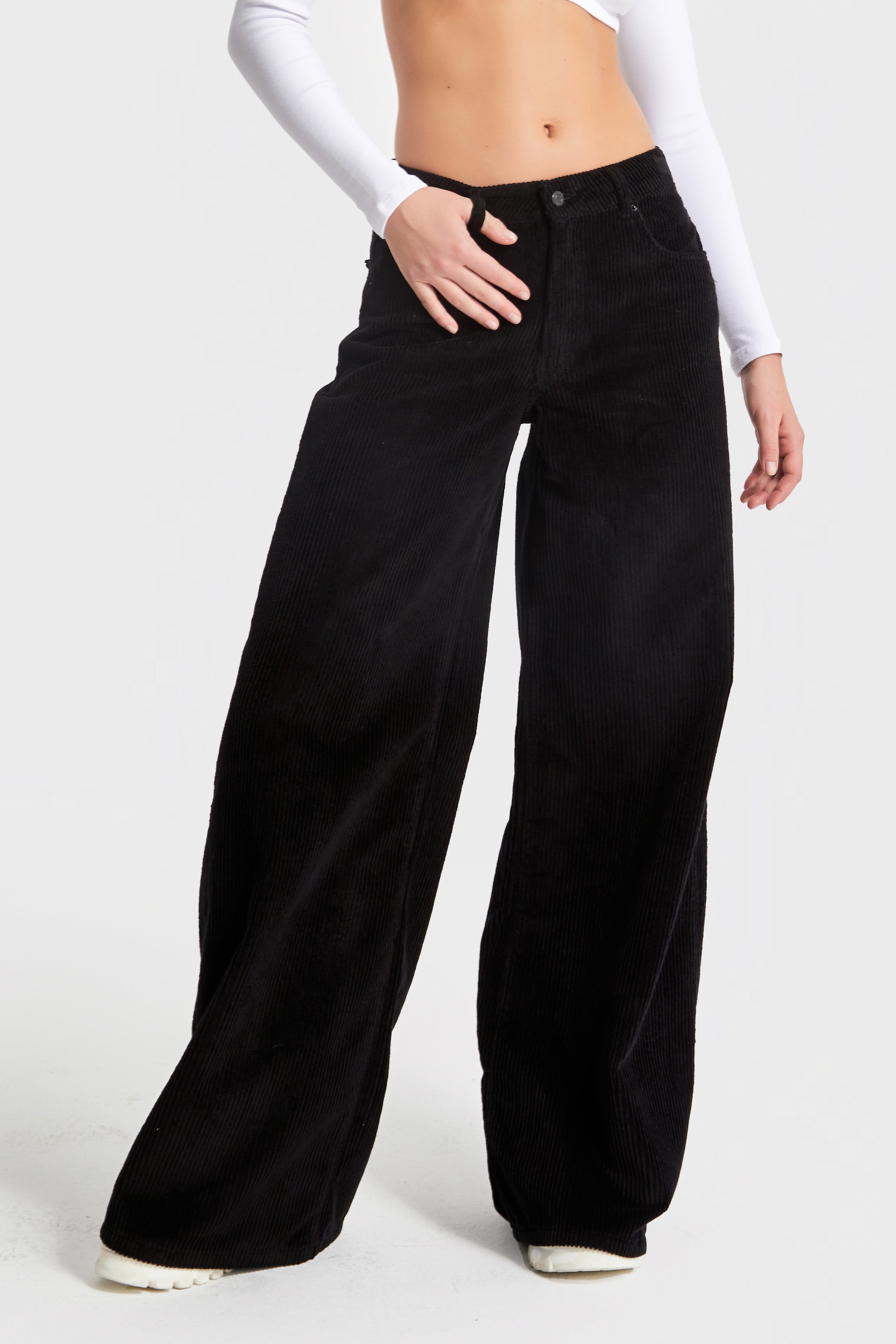 Женские черные вельветовые брюки Palazzo Fit 26w41