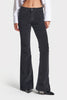 Women's Black 26w5-1 Low Waist Flare Fit Fine Ribbed Velvet Fabric Trousers