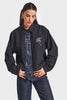 Women's Black Loose-Fit Tie-Detail Custom Design Shirt