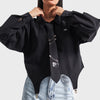 Women's Black Color Tie Design Loose Cut Shirt