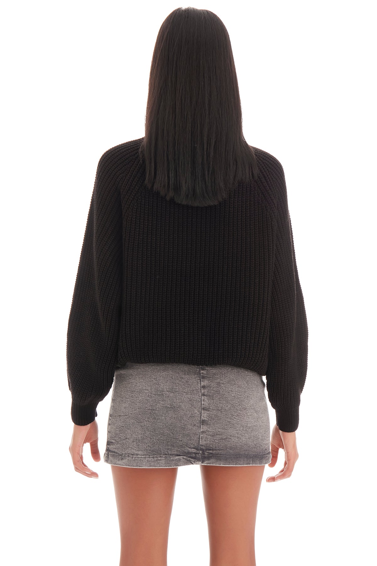 Women's Black Color Oversize Fit Thick Knitted Sweater