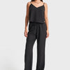 Women's Black S5-1 Relaxed Fit Summer Fabric Pants and Bustier Two-Piece Set