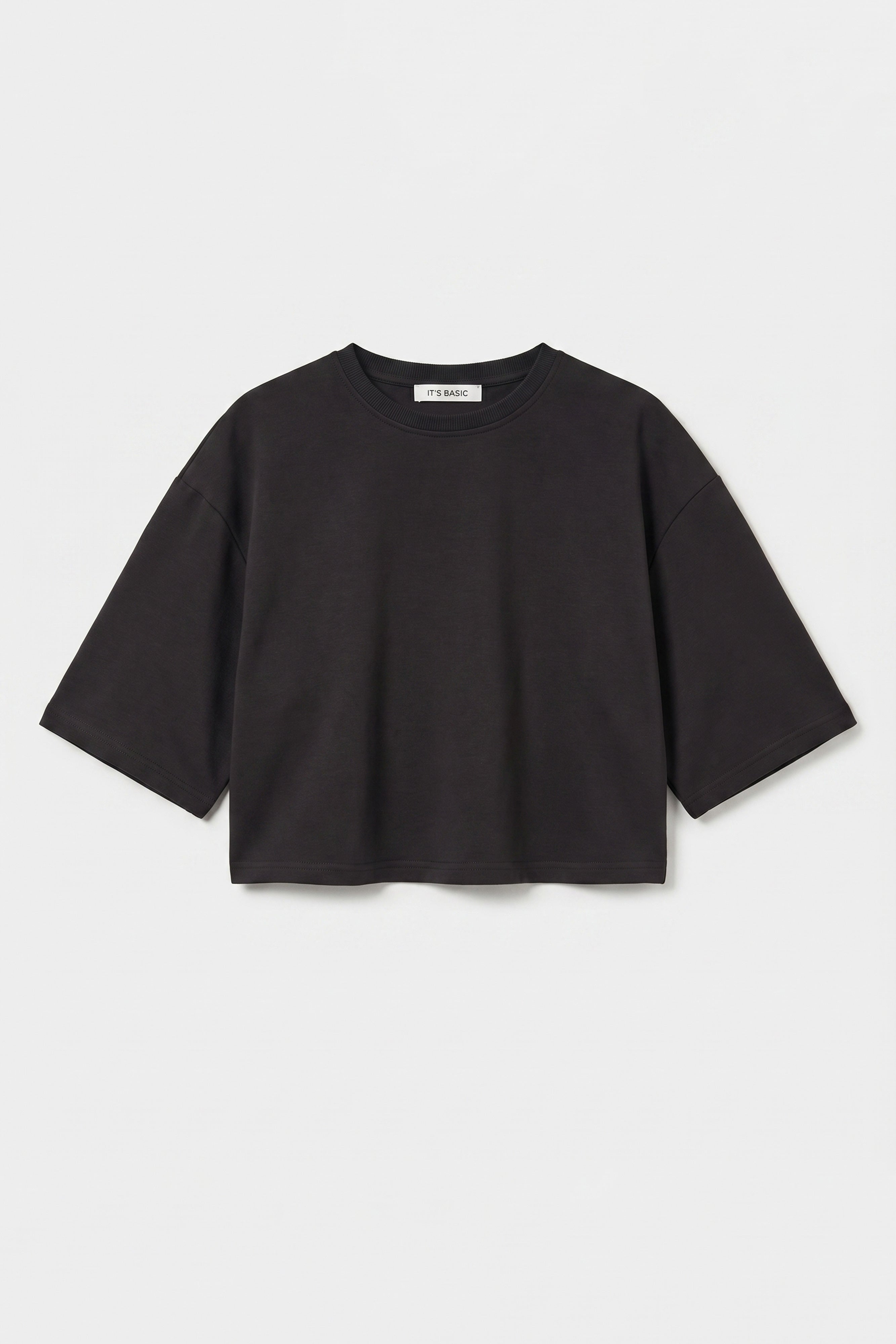 Kadın Siyah Renk s6-1 Oversize Bol Kesim T-Shirt