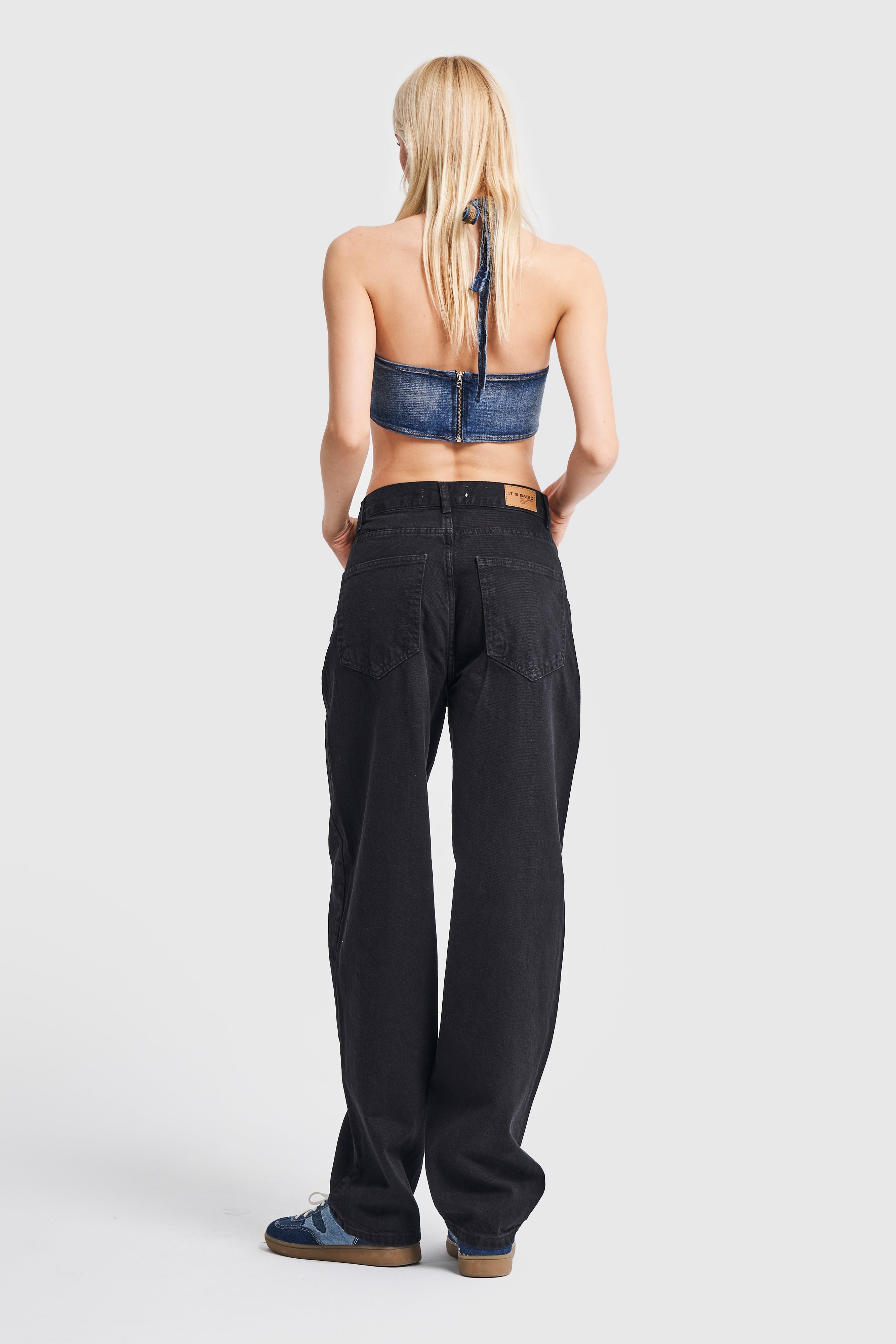 Женские черные свободные джинсовые брюки Skater Fit
