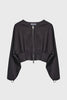 Kadın Siyah Renk w5-1 Bol Kesim Örme Esnek Kumaş Oversize Fermuarlı Sweatshirt
