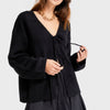 Women's Black W5-1 Lace-Up Front Oversized Knit Sweater