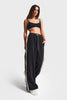 Women's Black W5-1 Knitted Fabric Bustier Fleece and Sweatpants 3-Piece Design Set