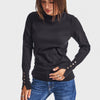 Women's Black W5-1 Knitted Jersey Fabric Crew Neck Jumper with Arm Accessories