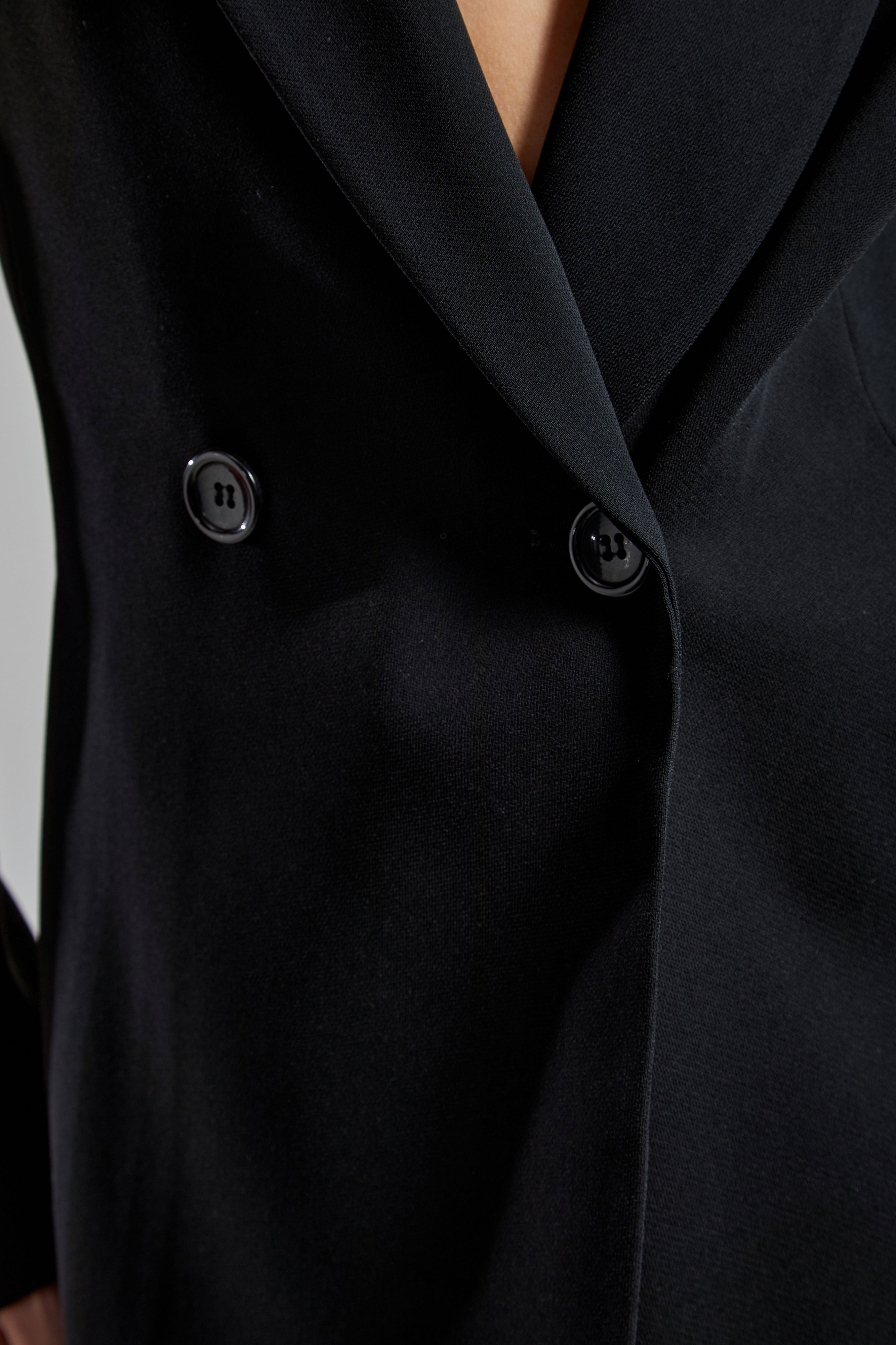 Women's Black Color Side Slit Lined Design Blazer Jacket