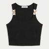 Women's Black s6-1 Accessory Detailed Crop Blouse