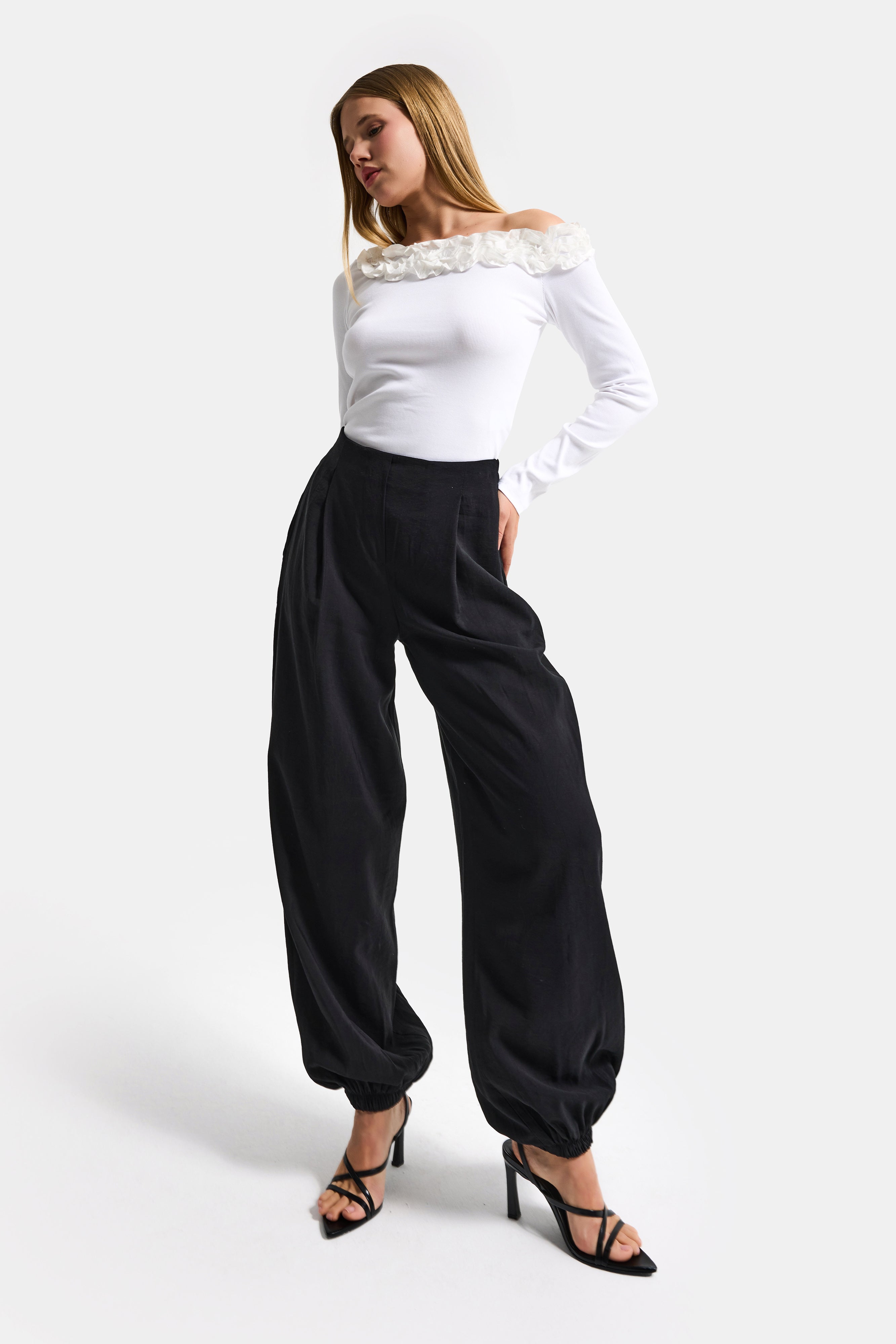 Women's Black s6-1 Baggy Jogger Loose Fit Pants