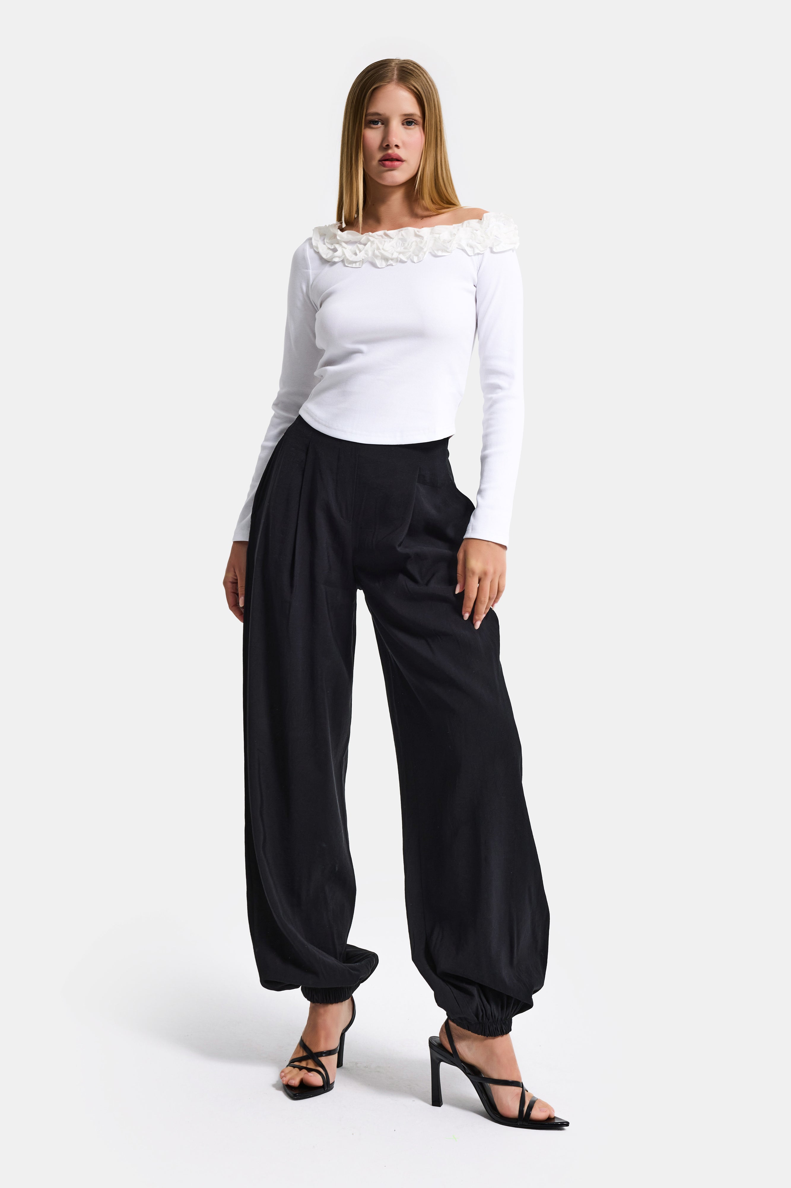 Women's Black s6-1 Baggy Jogger Loose Fit Pants