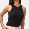 Women's Black s6-1 Sleeveless Stretchy Fabric Crop Top