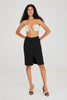 Women's Black Stonewashed Erica Black OD Slit Detailed Midi Length Stretchy High Waisted Denim Skirt