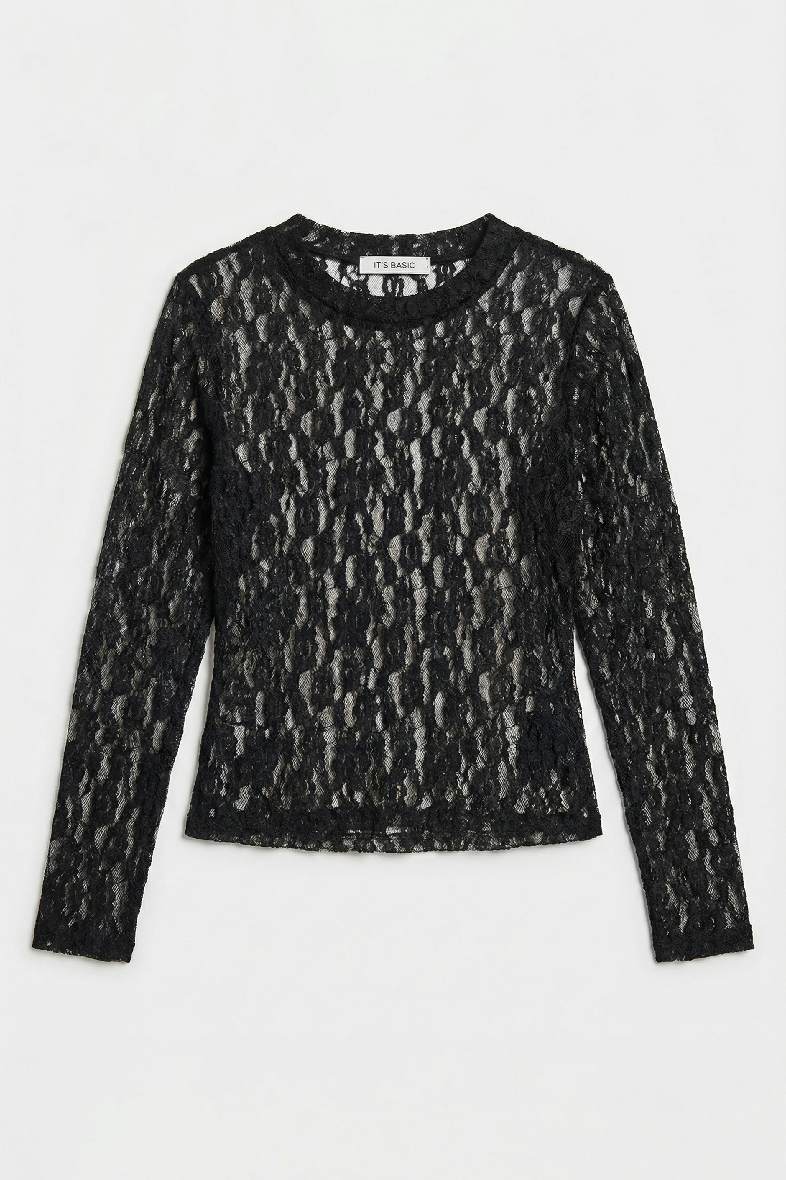 Kadın Siyah Transparan Crop Bluz