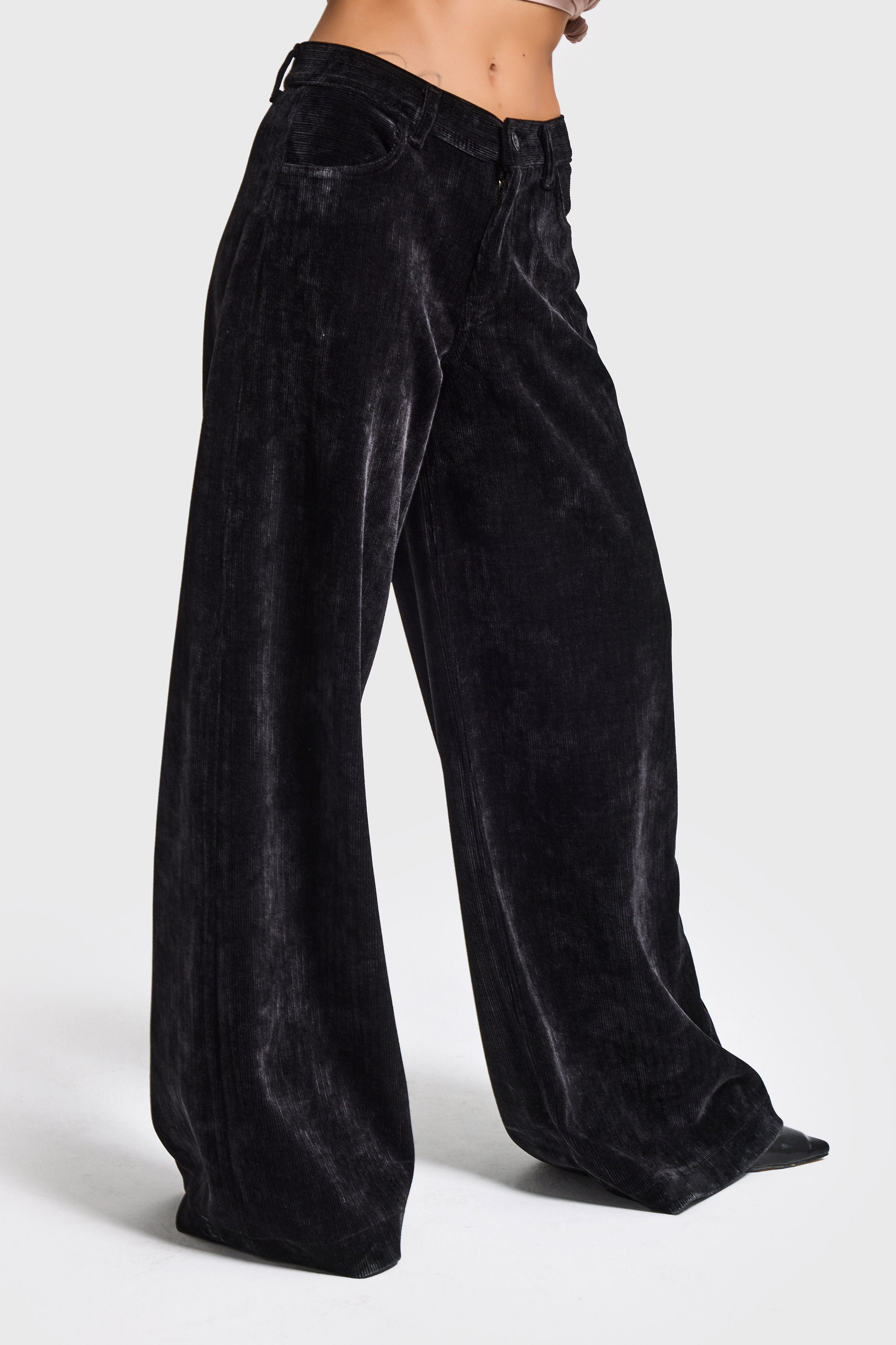 Kadın Siyah w5-1 Palazzo Fit Kadife Velvet Kumaş Pantolon