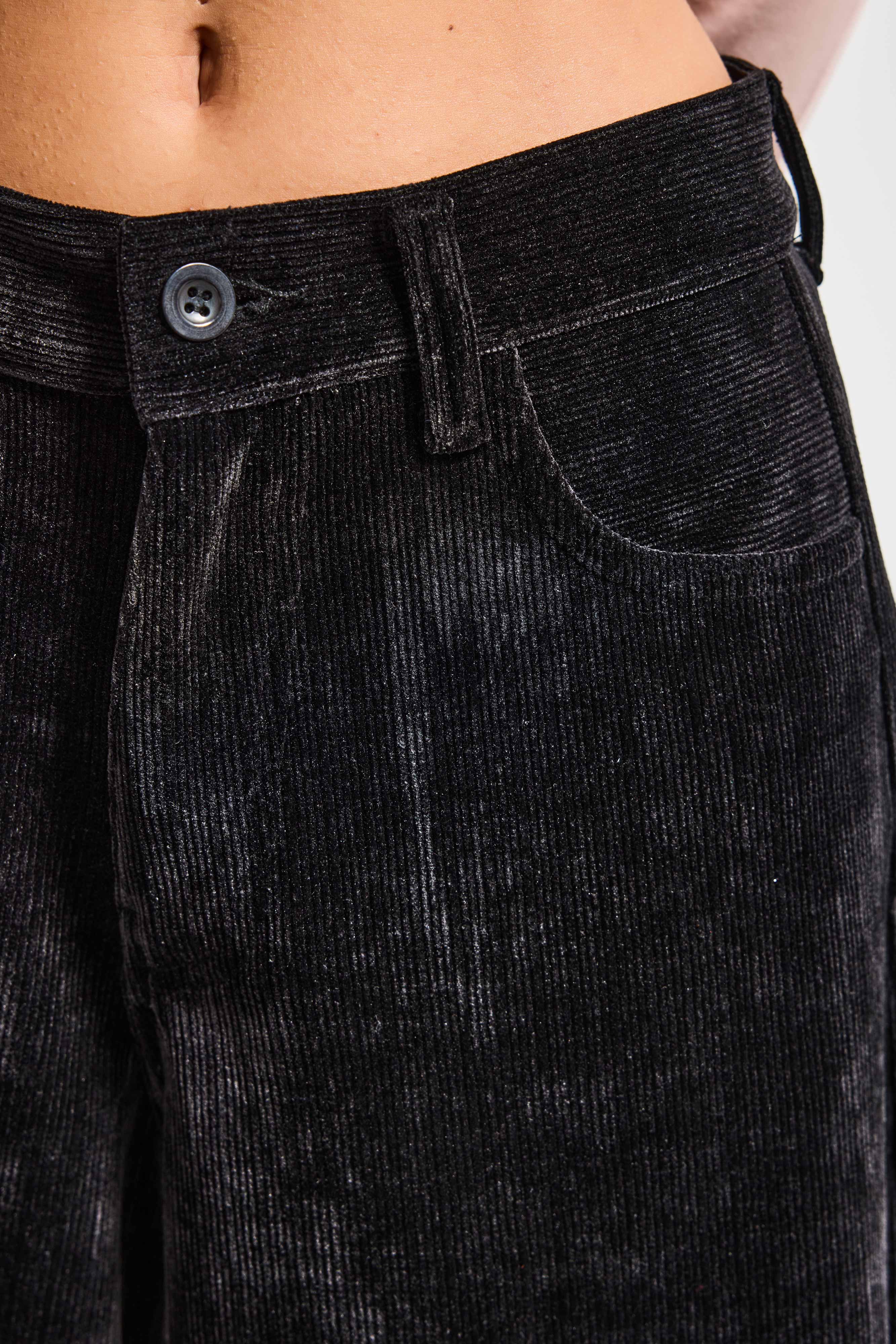 Kadın Siyah w5-1 Palazzo Fit Kadife Velvet Kumaş Pantolon